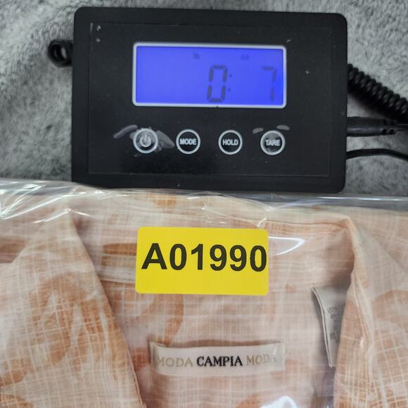 Moda Campia Moda Shirt Mens M Orange White Floral Cotton Short Sleeve Button Up - Picture 9 of 9